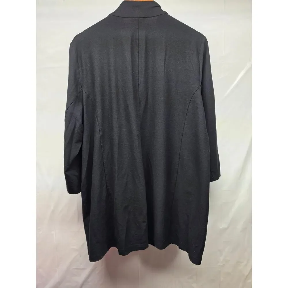 Eileen Fisher Woman Black Open Front Knit Cardigan Jacket 2X Stretch Lightweight - Picture 7 of 7